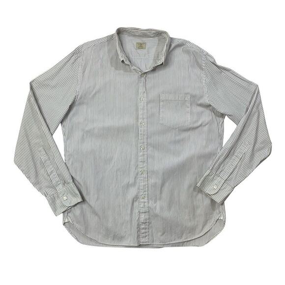 J. Crew Shirt Mens L Large White Multi Striped Cotton Button Down Long Sleeve - Picture 1 of 10